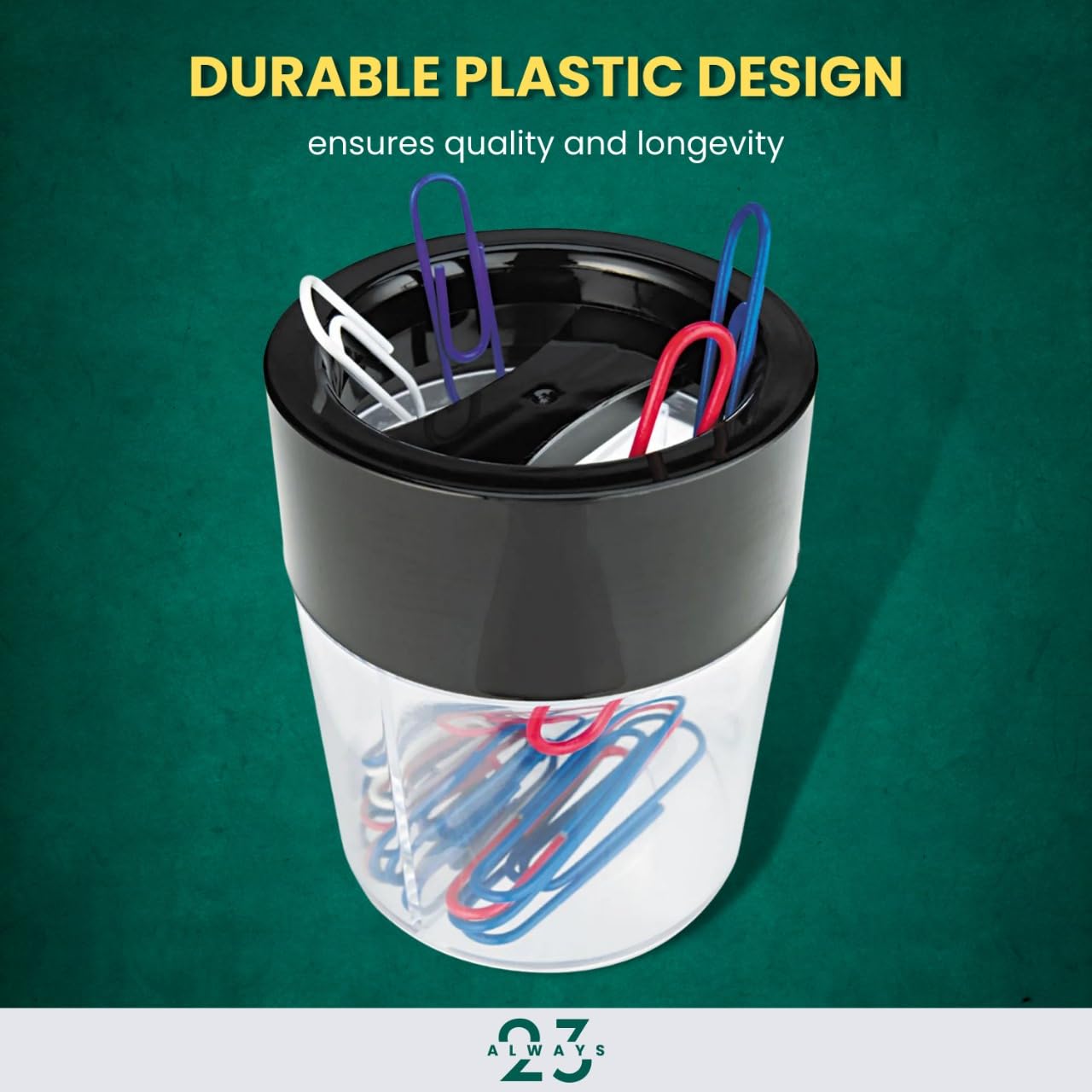 Always23 Paper Clip holder, with Magnetic Top, Small Clip Dispenser with Magnetic Top, 4 Pack