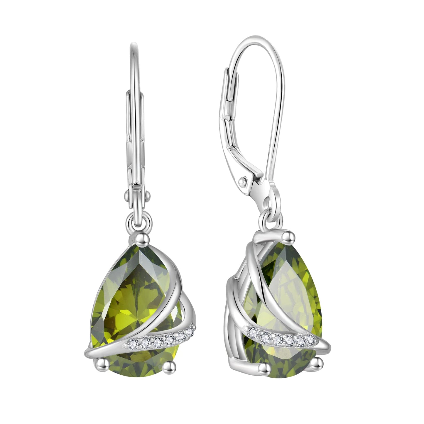 Rocayi Teardrop Peridot Earrings 925 Sterling Silver Dangle Drop Earrings August Birthstone Jewelry for Women