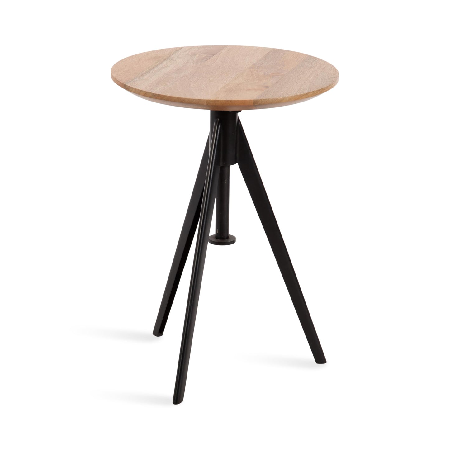 Kate and Laurel Keres Modern Adjustable-Height Round Tripod Side Table, 16 x 16 x 28, Natural Wood and Black, Transitional Circle End Table for Use as Indoor Plant Stand or Bedroom Nightstand