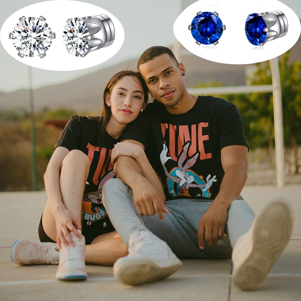 Spiritlele 12 Pairs Colorful Cubic Zirconia Magnetic Earrings Clip on Non Piercing Earrings Set for Women 6MM