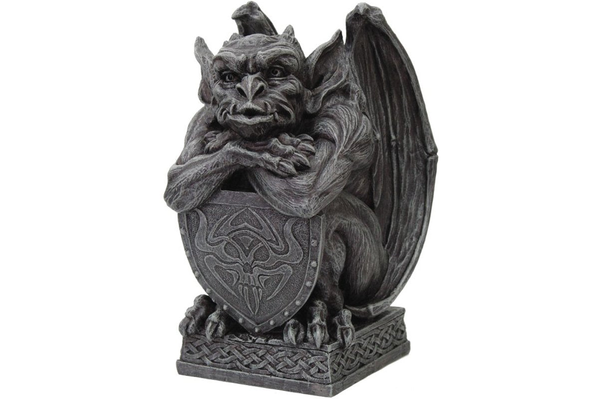 PTC 6.5 Inch Resin Medieval Gargoyle with Shield Protection Statue