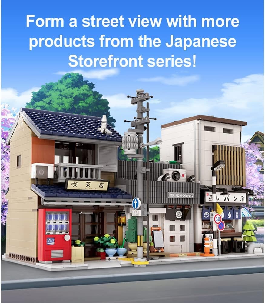 MISINI C66010W Japanese Tea House Building Blocks Set, MOC CADA Bricks Street View House Building Kit with Lighting Set, Awesome Building Toys Gift for Kids and Adults(1200 pcs)