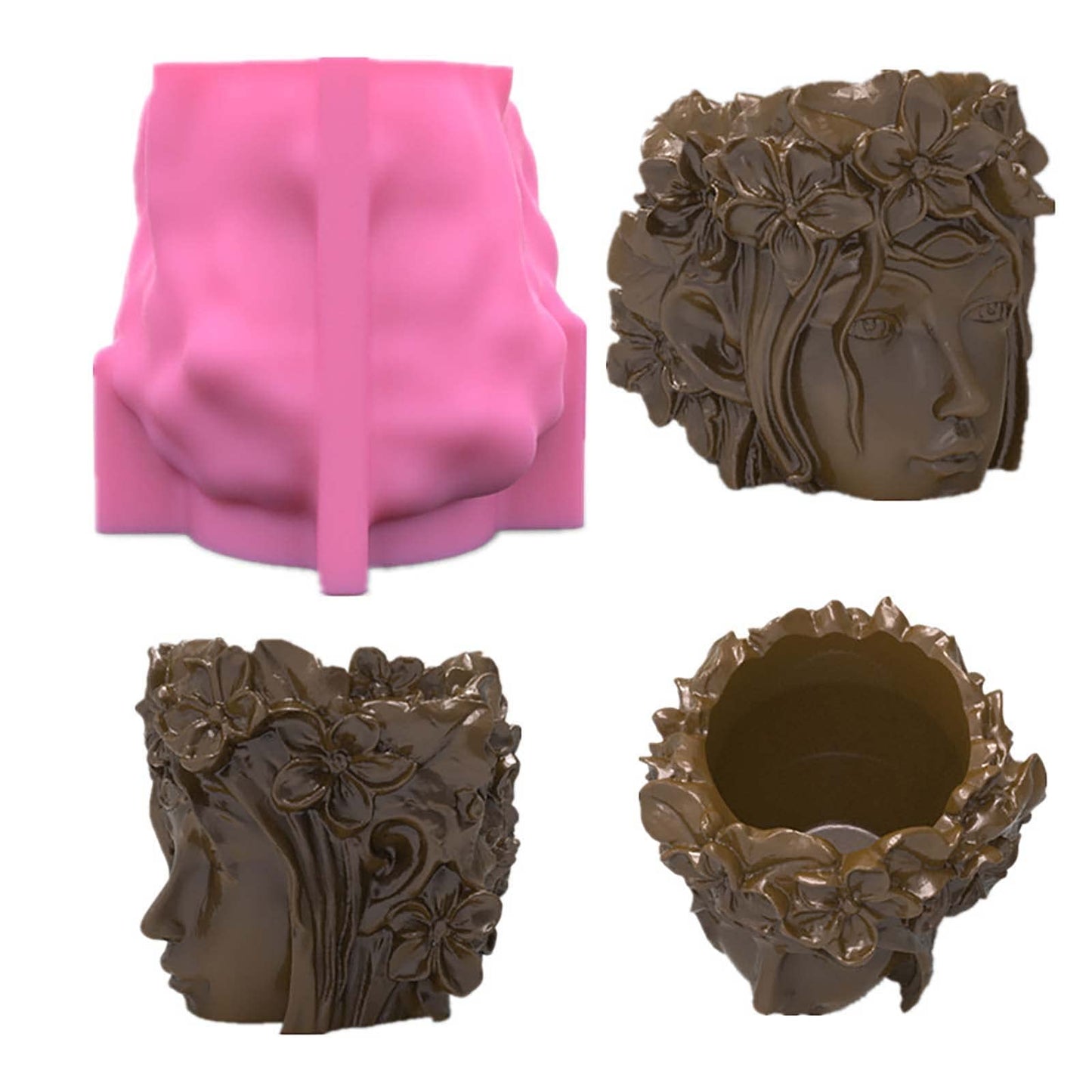Flower Pot Mould for Cement Silicon DIY Concrete Plant Vase Moulds Handmade Home Decoration Tool Pen Holder Resin Epoxy Silicone Mold (G61)