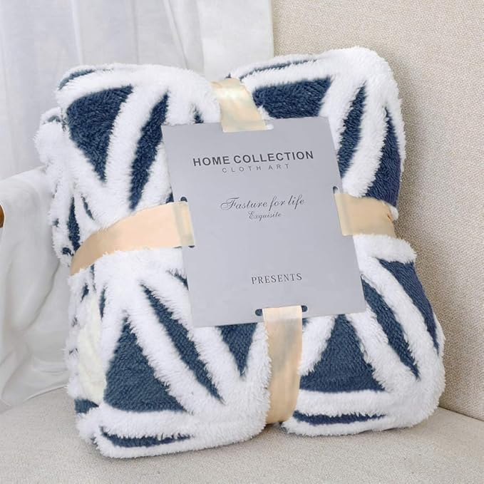 LOMAO Sherpa Fleece Blanket Fuzzy Soft Throw Blanket Dual Sided Blanket for Couch Sofa Bed (Navy, 71''x80'')