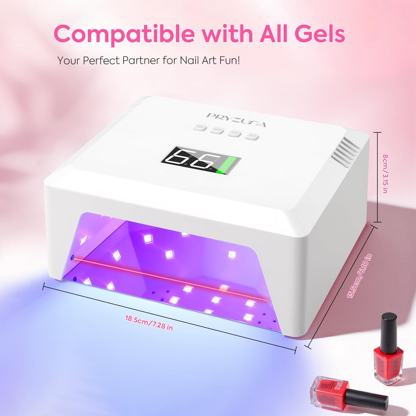 Cordless UV LED Nail Lamp, 72W UV Light for Gel Nails with Metal Base, Fast Curing Professional Nail Lamps for Gel Polish with 4 Timers & Auto Sensor, Rechargeable Nail Dryer for Salon & Home (White)