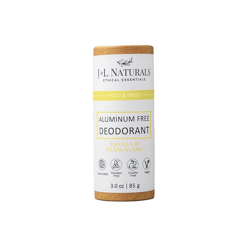 J&L Naturals Aluminum Free Deodorant for Men & Women | 100% Natural Ingredients With Coconut Oil, Shea Butter, & Essential Oils | Sustainable, Eco-Friendly (Vanilla & Ylang Ylang, 3.0 Oz (Single))