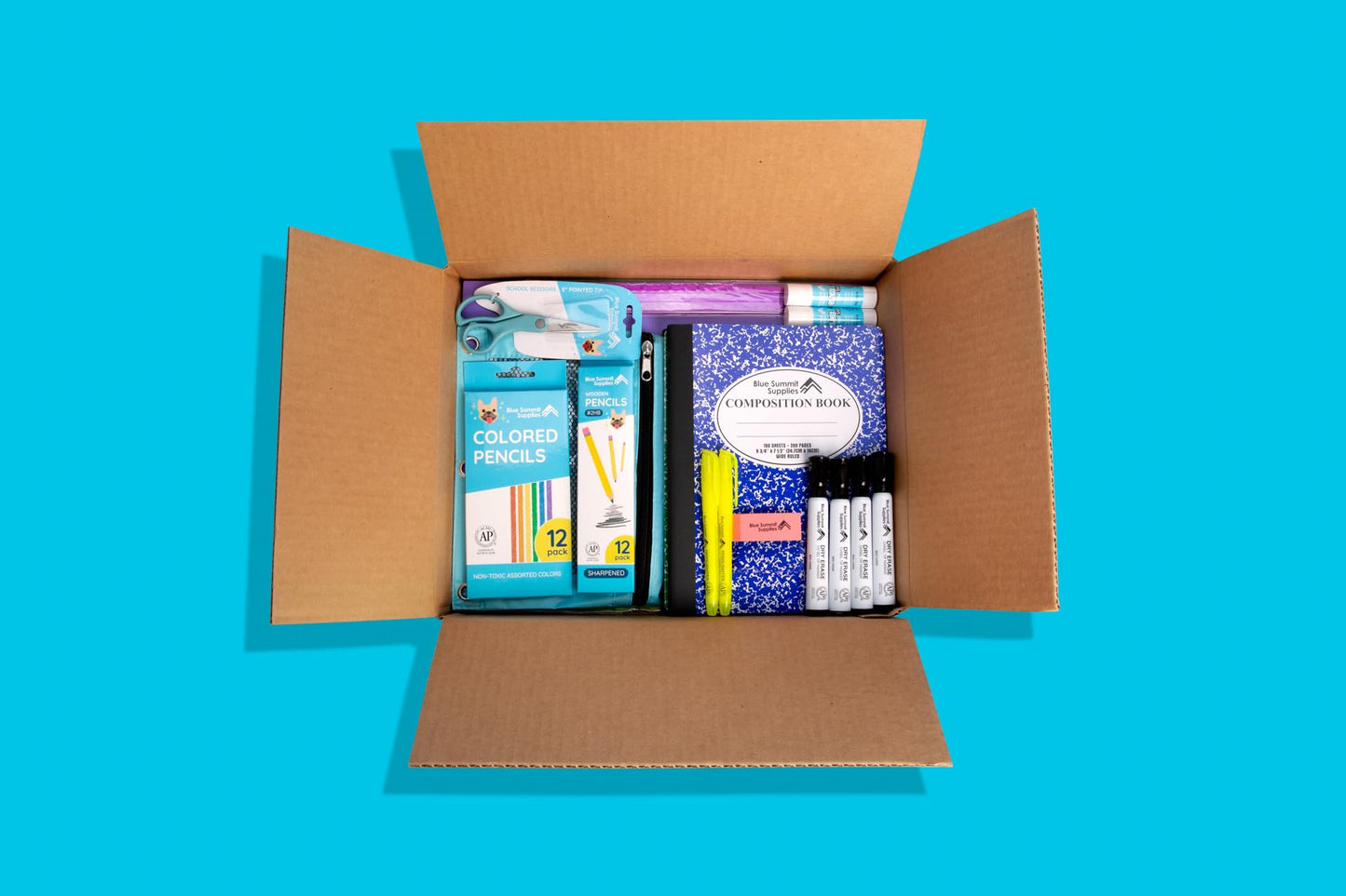 Blue Summit Elementary School Supply Box, 4th, 5th Grade School Supplies Set, for Elementary Supply, Bulk 44 Piece Box