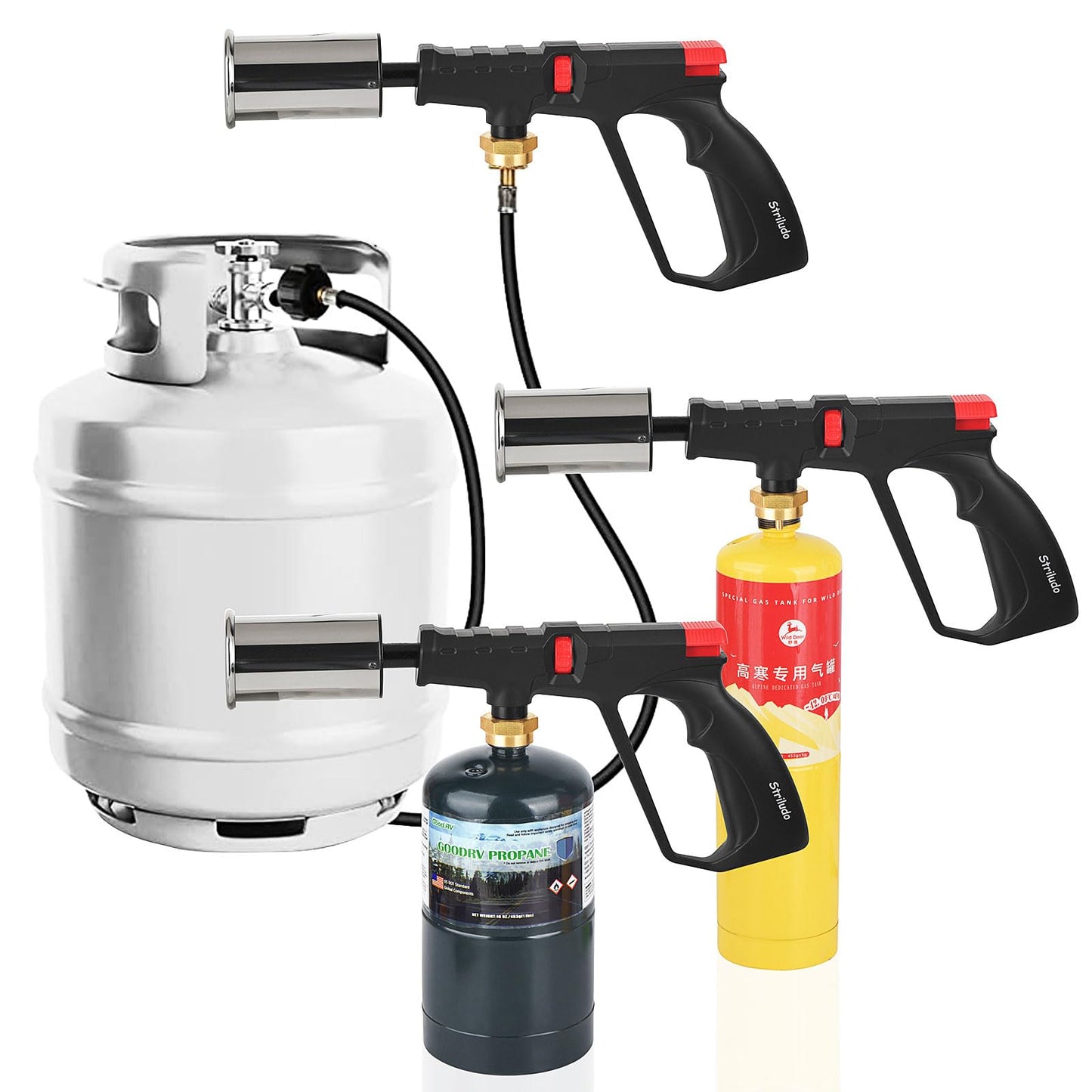 Striludo POWERFUL Grill & Cooking Propane Torch,Sear Torch Sous Vide,Culinary Kitchen Blow Torch,Campire Charcoal Starter,Adjustable Flame Thrower,Fire Gun for Steak,BBQ (Tank Not Included)