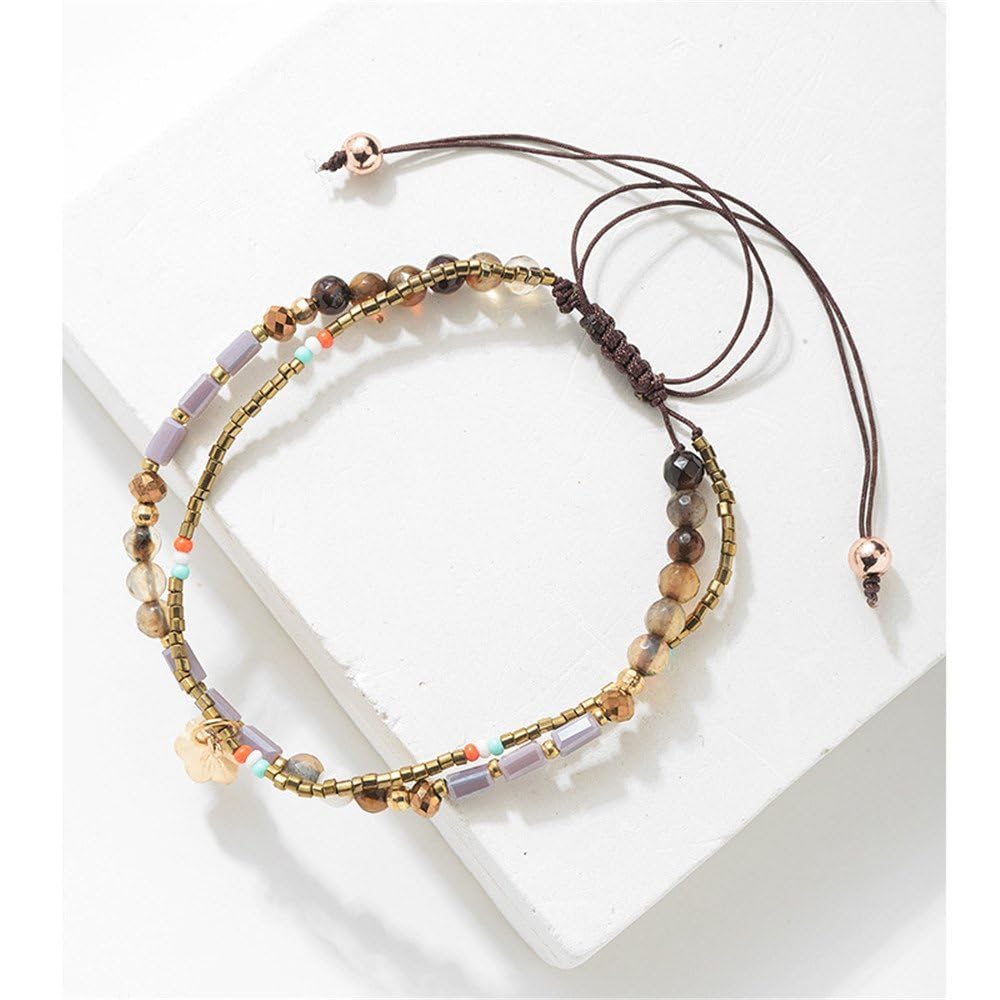 JOYA GIFT Adjustable Wrap Bracelet Bohemian Braided Beads Bracelet for Women Summer Beach Anklet