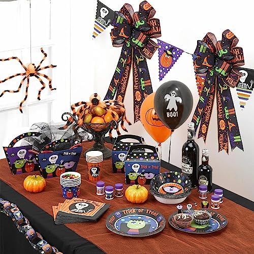 2PCS Large Halloween Wreath Bows for Indoor Outdoor Tree Topper Wall Decor
