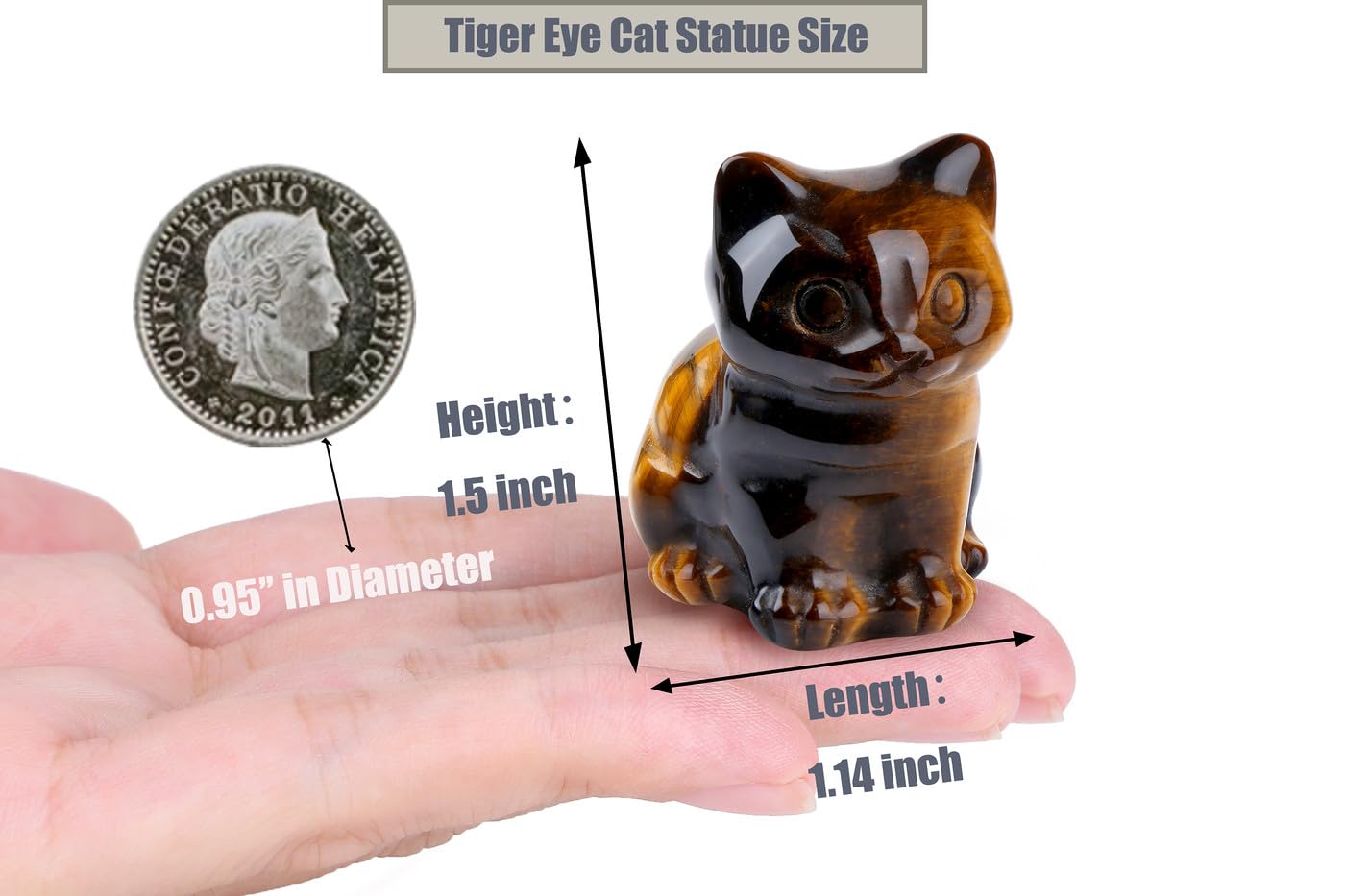 DUQGUHO Cat Decor Tiger Eye Cat Crystal Figurines Crystals Gifts for Cat Lovers Men Women Lucky Cute Cat Statue Decor 1PC