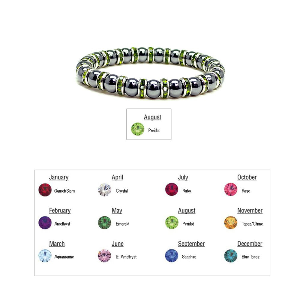 Accents Kingdom Magnetic Bracelet Women's Tuchi Simulated Pearl Hematite Magnetic Therapy Bracelet with Simulated Peridot Crystal, 7.5"