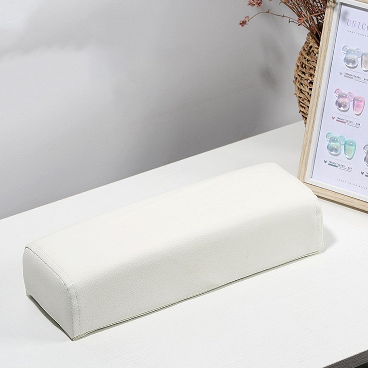 TANG SONG Rectangle Sponge Manicure Hand Rest Pillow Nail Stand Hand Holder Nail Table Manicure Armrest Cushion (White)