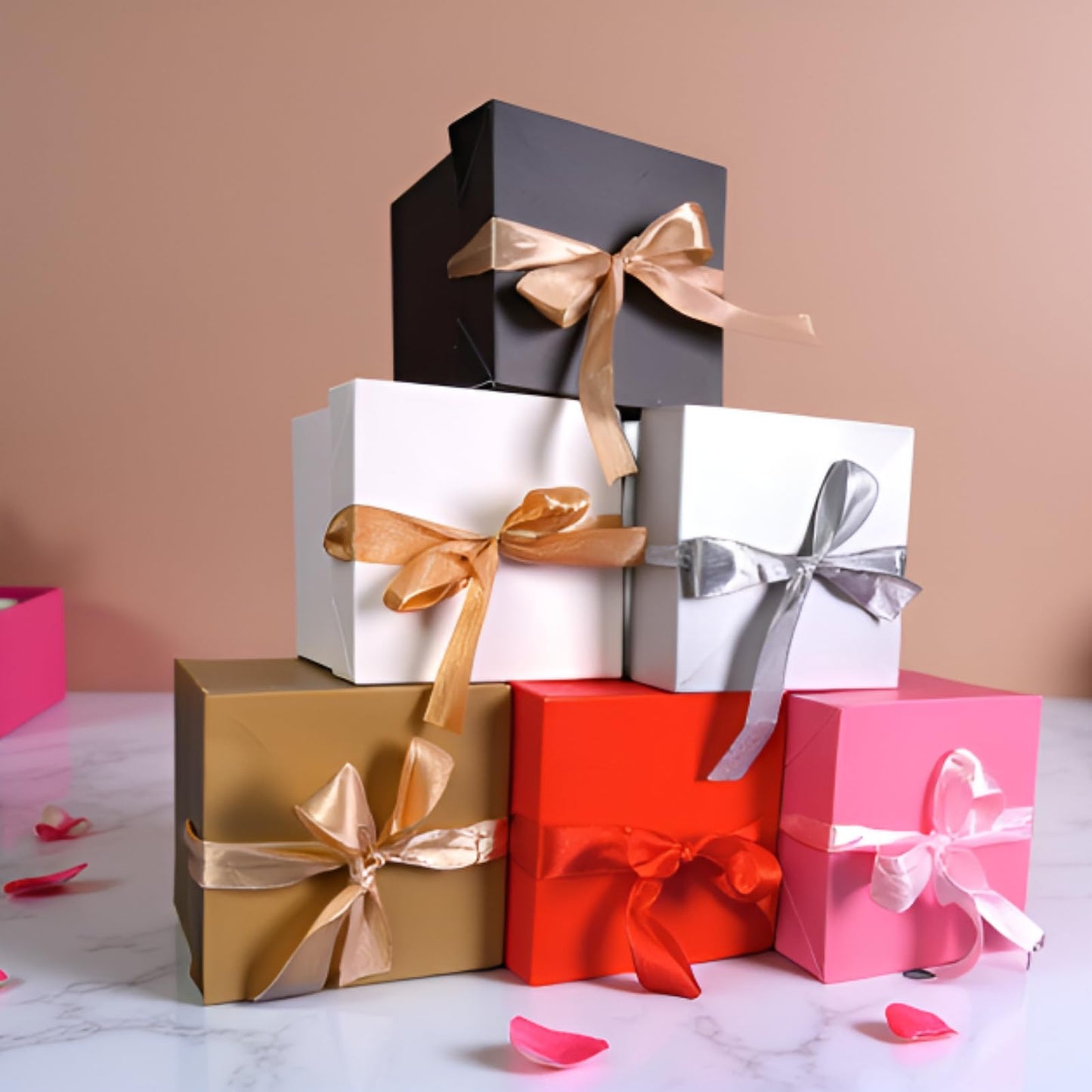 GP SUP 12 Pcs Mixed Color Gift Boxes with Lids, 10x10x10cm,6 Color Squared Boxes for Birthday Wedding Party Mother's Day(Multicolor, 4x4x4 Inch)