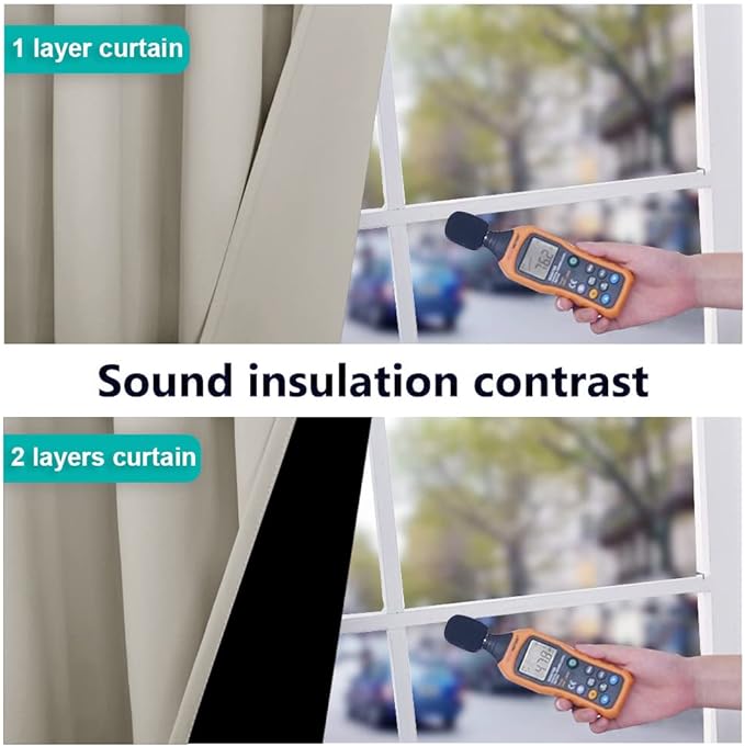 NICETOWN 100% Blackout Window 84in Curtain Panels, Cold and Light Blocking Drapes with Black Liner (Natural, 2 Pieces, 52 “ Wide per Panel)