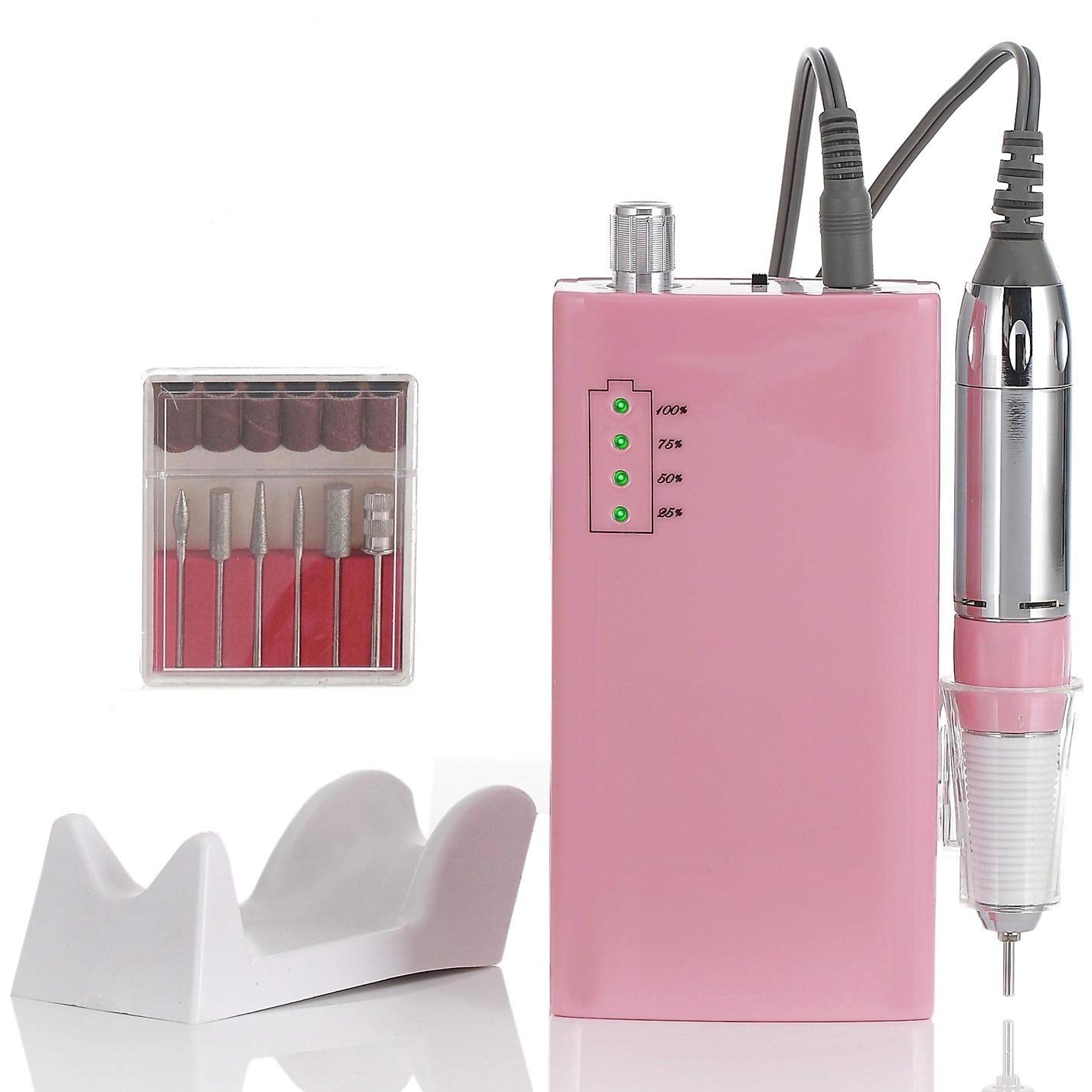 Miss Sweet Portable Nail Drill Machine Rechargeable Electric Nail File for Acrylic (Sweet Pink)