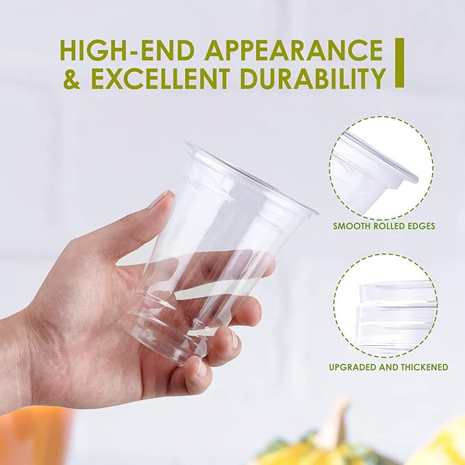 Lilymicky 300 Pack 10 oz Clear Plastic Cups, PET Disposable Drinking Cups Perfect for Birthday Parties, Ceremonies, Events