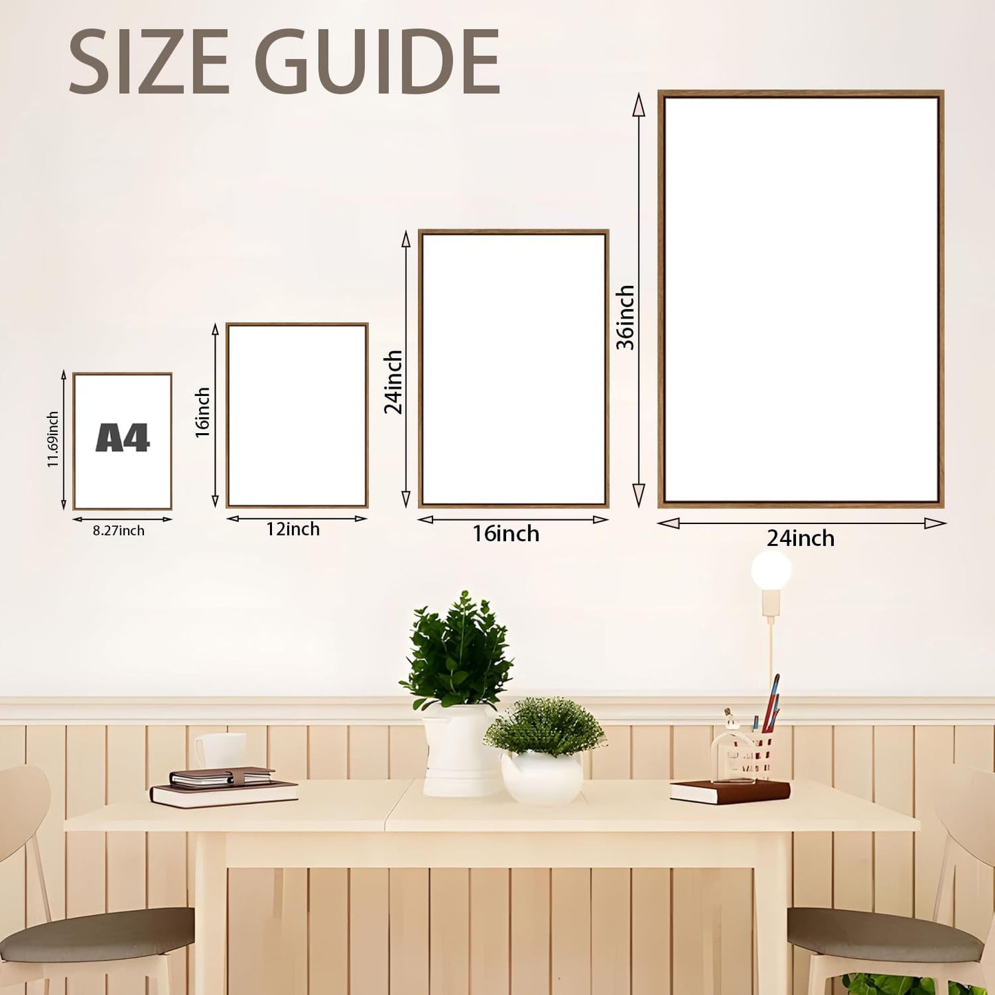 myusuar 3 Piece Large Modern Abstract Canvas Framed Wall Art For Living Room, Midcentury Minimalist Boho Wall Art Decor Posters Prints For Bedroom Office, 12x16in