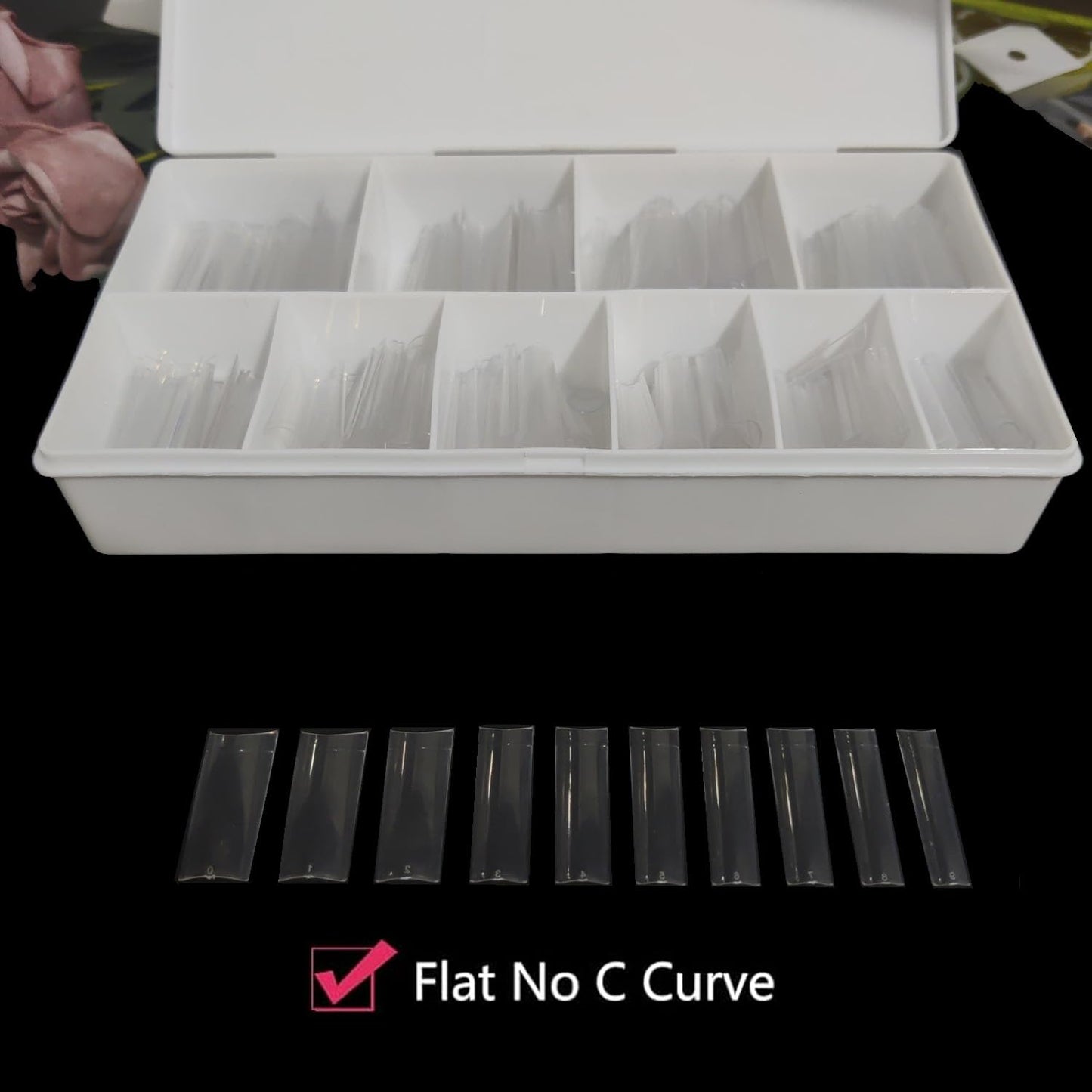 HWHUNO Long Straight Half Cover Tapered XL Square Nail Tips No C Curve,Clear ABS False Nails Medium for Manicure Salon Professional and Home DIY