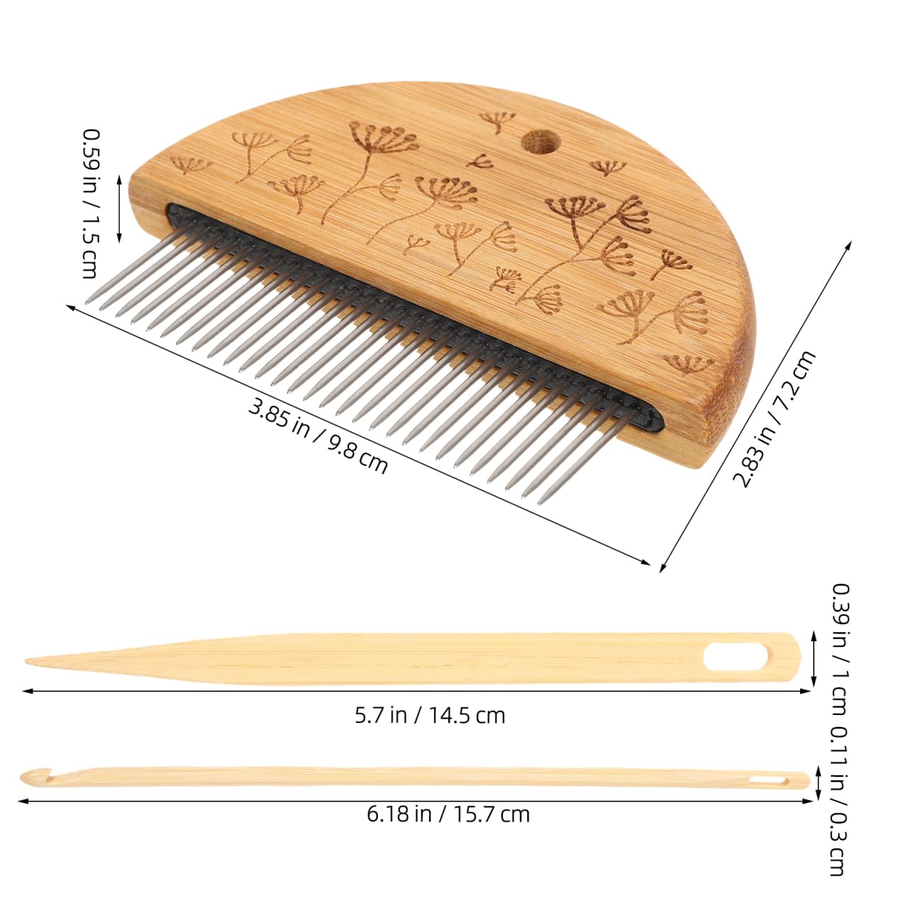 Angoily Weaving Comb Set, Wood Knitting Loom Tool with Large Eye Needle and Crochet Hook for Tapestry Wall Hanging, DIY Craft Hand Looming Accessories for Beginners
