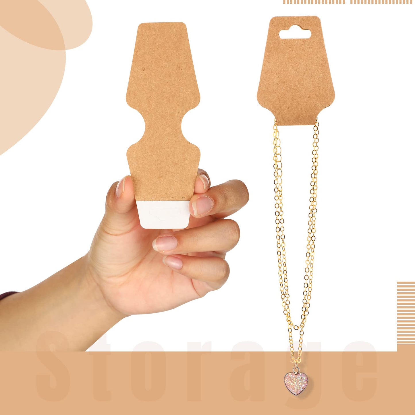 400 Jewelry Display Cards with Adhesive Kraft Paper Cards Necklaces, Keychains, Bracelet Display for Necklaces(Khaki)