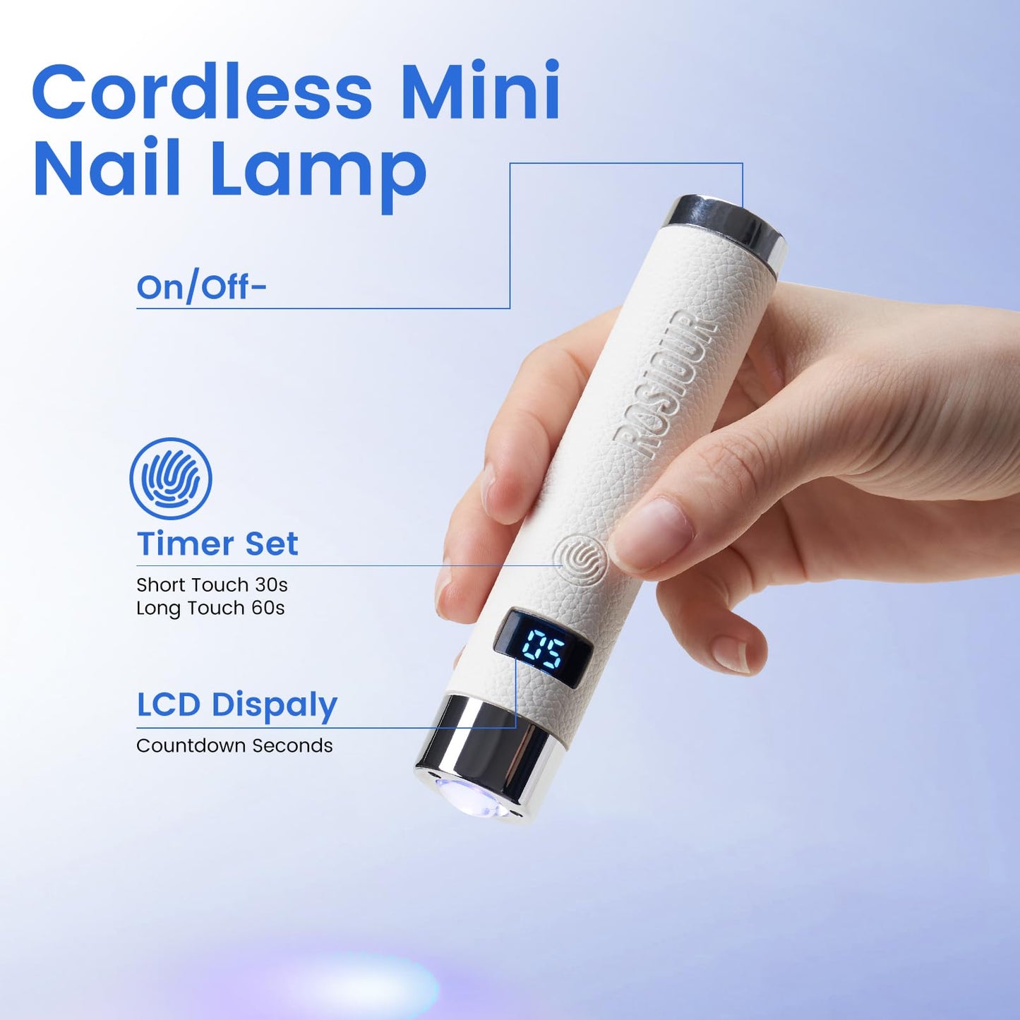Rosiour Mini UV Lamp for Gel Nails- Flash Cure Handheld Nail U V Led Curing Light with Stand- Rechargeable Hands-Free Fast Dry UV Lamp with Auto Sensor for Home Manicure and Salon (White)