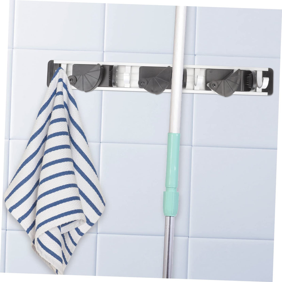Space Aluminum Mop Hook Organizer Wall Mount Broom Gripper for Mop Garden Laundry Room