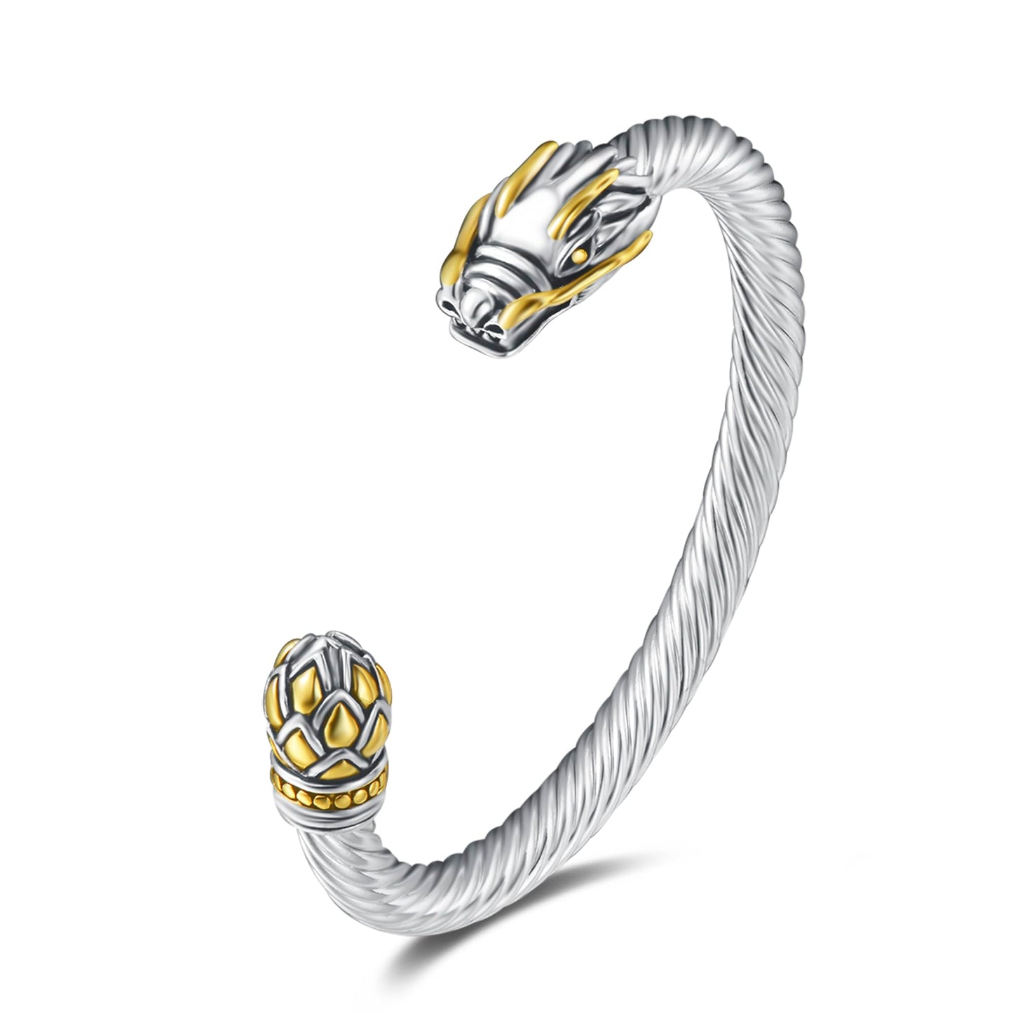 UNY JEWEL Jewelry Chinese Dragon Twisted Cable Wire Bracelet Cuff Bangle Vintage Cable Classics (Dragon Cable Cuff)