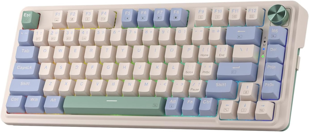 Redragon K673 PRO 75% Wireless Gasket RGB Gaming Keyboard, 3-Modes 81 Keys Compact Mechanical Keyboard w/Hot-Swap Socket, Dedicated Knob Control & Sound Absorbing Pads, Linear Red Switch