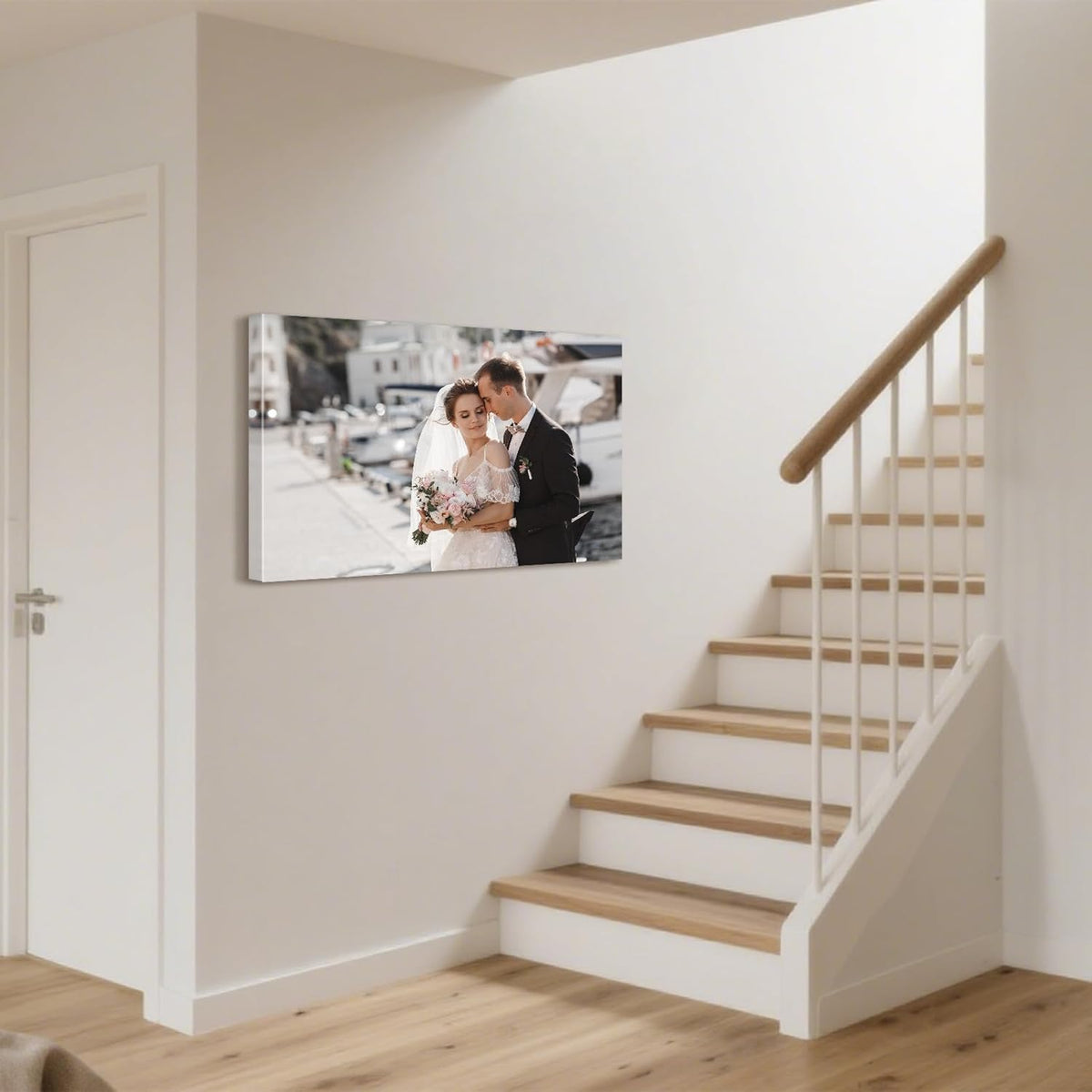 Personalized Custom Canvas Prints with Your Photos & Text, Customized Picture Print, Transform Own Images Into Framed Wall Art Digitally Printed Photo to Canvas, Keepsakes Gifts for Family 12x8’’