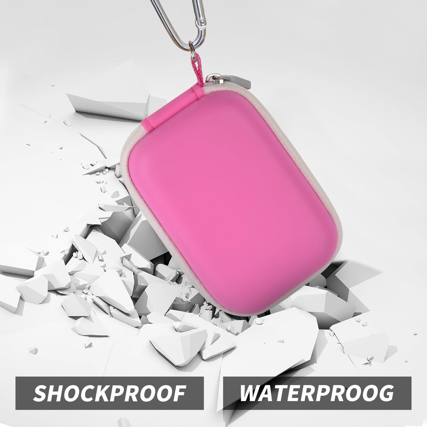 ANKHOH Carrying Case for Noxgear 39g Wearable Bluetooth Clip Speaker, Magnetic Clip-On Wireless Portable Speakers Mini Travel Storage Holder Box with Pocket for Cables, Carabiner-Bag Only (Pink)