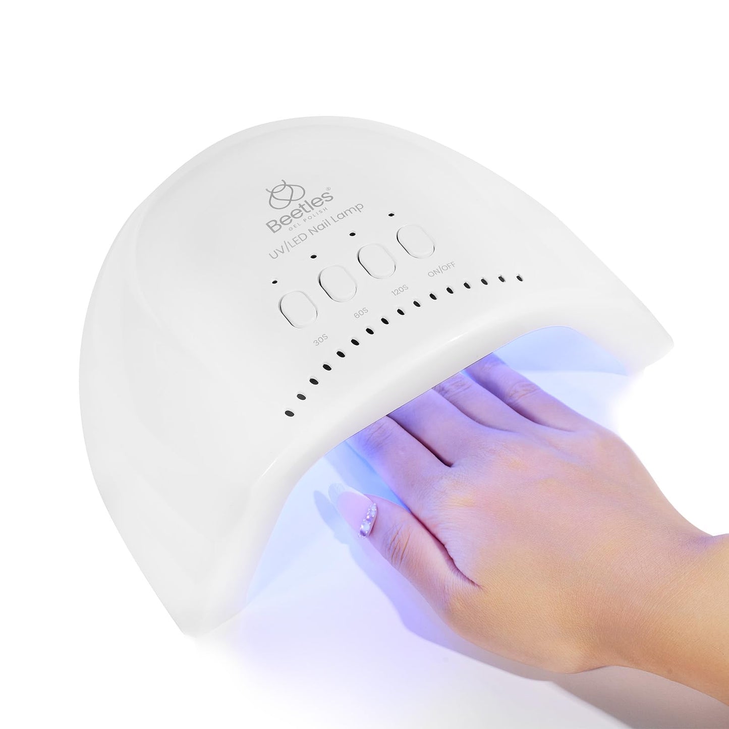 Beetles Milky White Press On Nails Short Oval, 32pcs 16 Sizes, Soft Gel, Glue and Tabs, HEMA and TPO Free & UV LED Nail Lamp, 3 Timer 30/60/120s, Smart Sensor for Gel Nails, Fast Curing Dryer, White