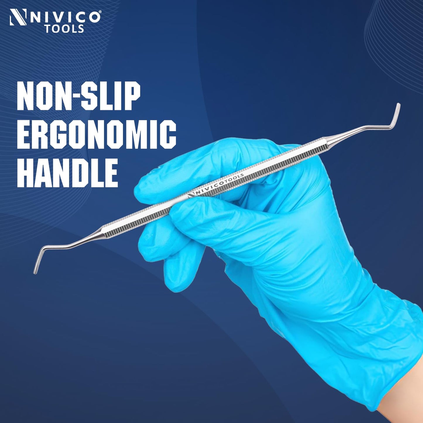 NIVICO Flat Handle Nail Pusher And Cuticle Pusher Tool | Excavator Solid Cuticle Remover, Nail Cleaner & Scraper for Nail Techs, Manicure & Pedicure Essentials