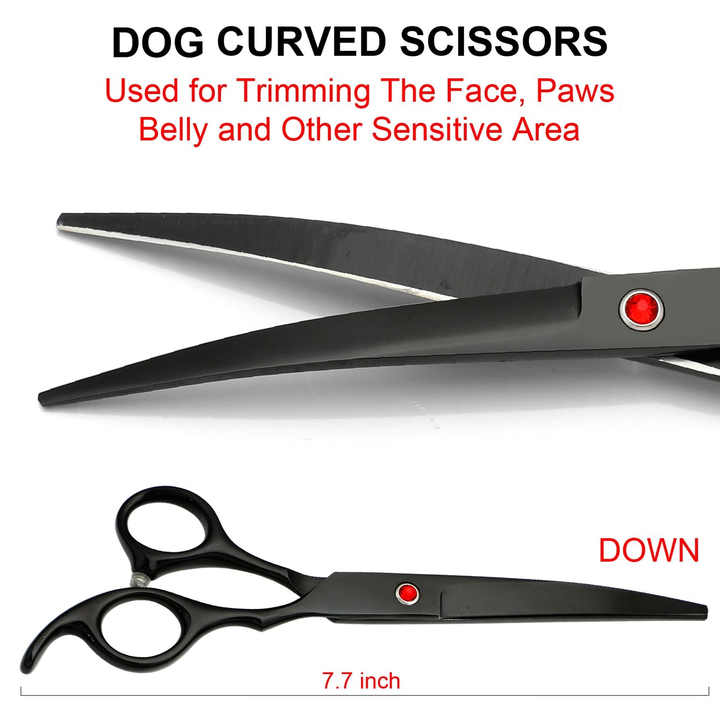 Professional Dog Grooming Scissors kit Black 5 in 1, Dog Shears for Grooming 6CR Premium Stainless Steel Grooming Scissors Kit for Dogs Cat Pet
