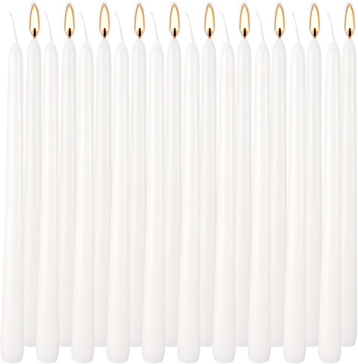 20 Pack White Taper Candles 12 Inch Tall 3/4 Inch Thick Burn 10 Hours