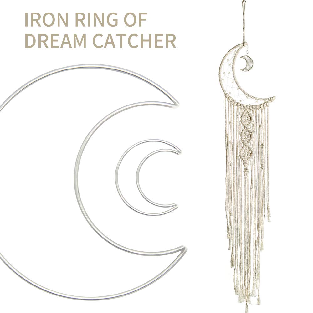 20 Pcs Moon Star Dream Catcher Metal Hoop Rings Circle Macrame for DIY Craft Dream Catcher Making Home Wall Hanging Projects Wreath Decoration