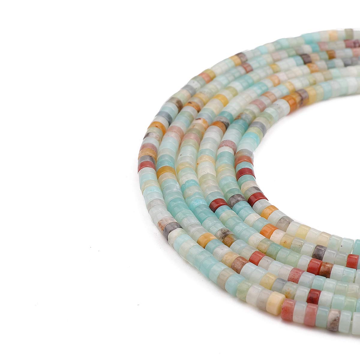 BEADIA Natural Amazonite Spacer Beads Caps Loose Semi Gemstone for Beading Jewelry Making 4mmx2mm 38cm