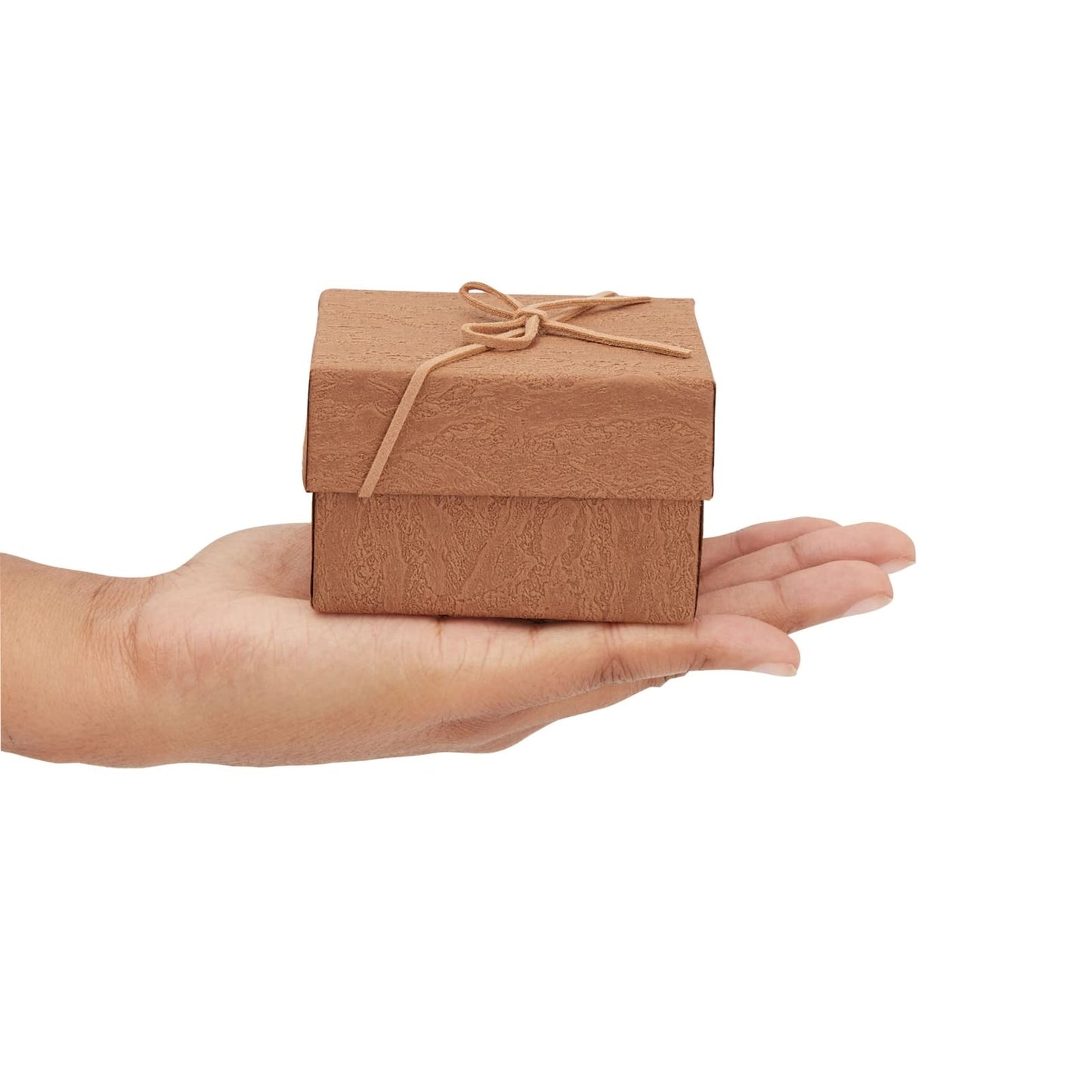 Juvale Bracelet Gift Box 6-Pack - 3.5 x 3.5 x 2.3 in, Brown Country-Rustic Cardboard - Velvet Pillow & Faux Leather Bow Lid - Tiny Jewelry Gift Boxes & Watch Packaging