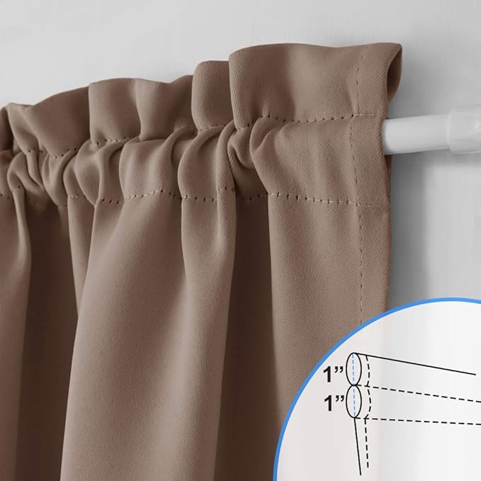 NICETOWN Door Curtain for Small Window - Thermal Insulated Window Treatments Panel Solid Energy Efficient Rod Pocket for French Patio Sliding Door Shade, 36W x 72L, 1 Piece, Cappuccino