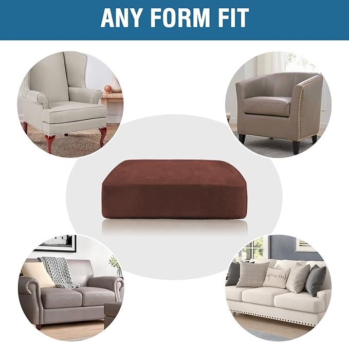 H.VERSAILTEX Velvet Stretch Couch Cushion Cover Plush Cushion Slipcover for Chair Loveseat Sofa Cushion Furniture Protector Seat Cushion Sofa Cover (3 Piece XL Sofa Cushion Covers, Burnt Brick)
