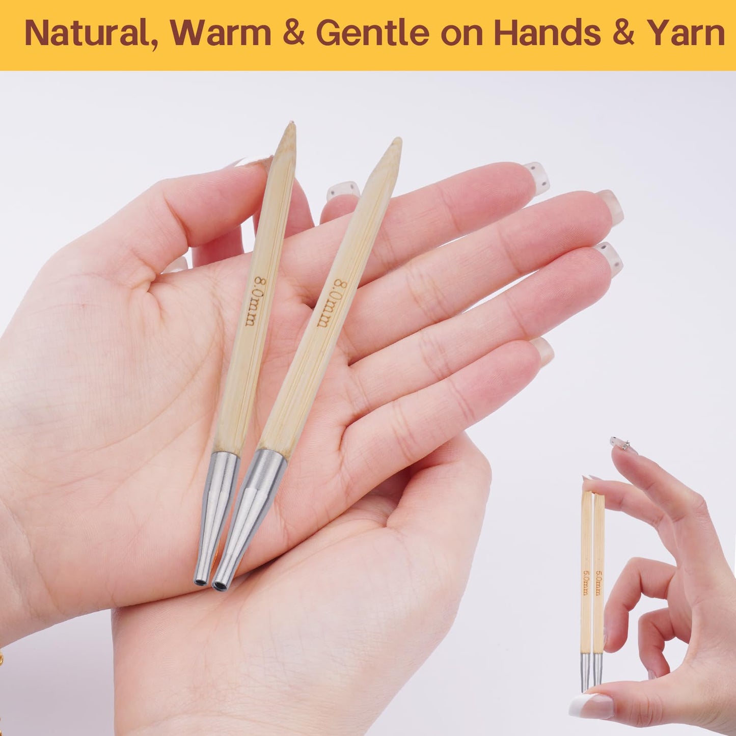 Mdoker Bamboo Knitting Needles Set with Case Interchangeable Circular Knitting Needle with Flexible Cables,9 Pairs Square Round Knitting Needles Cubic Circular Needle for Beginner,DIY Crafts,3.5mm-8mm