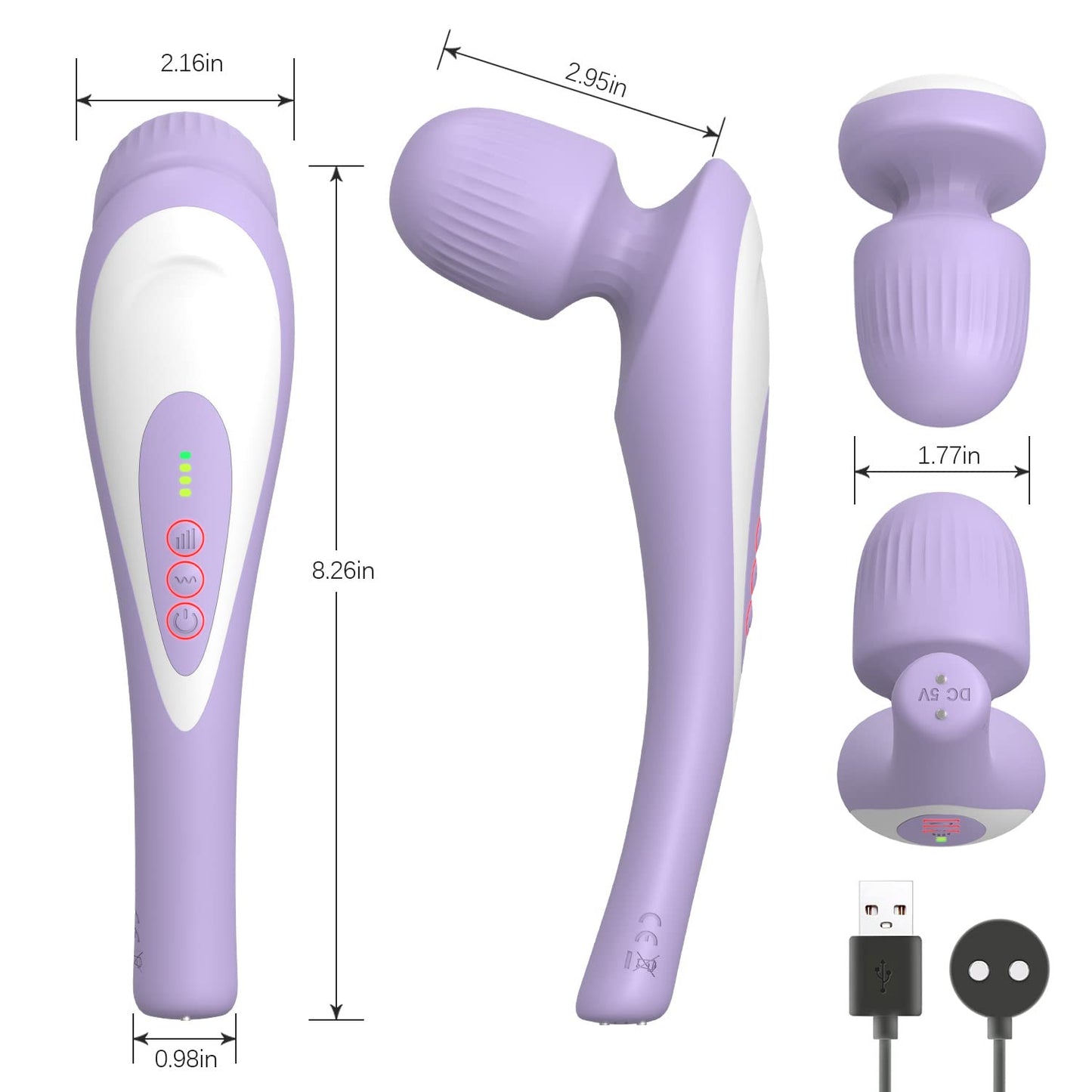Roysmart Personal Handheld Vibrating Massager-Cordless Electric Percussion Muscle/ Deep Tissue Massager for Neck Back Shoulder Foot, Portable Seven Wand Massager for Full Body
