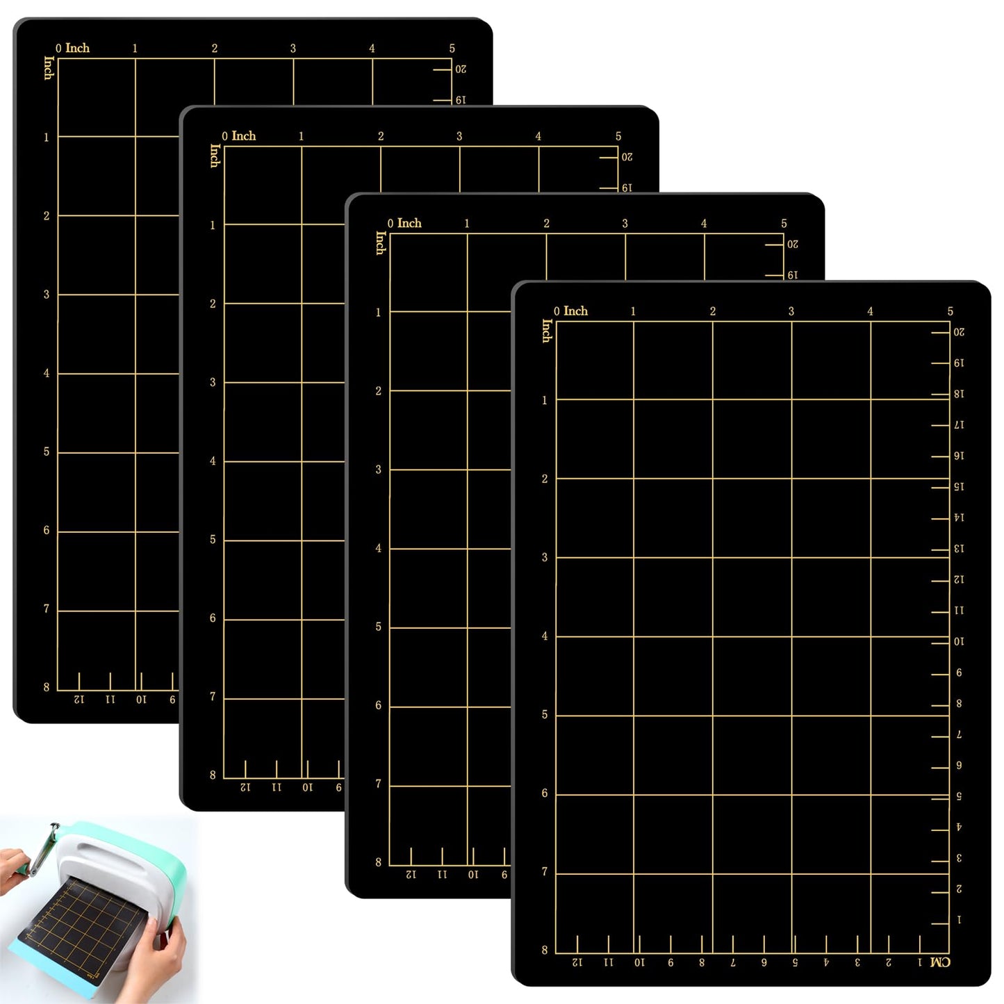 Copkim 4 Shims 6'' x 9" Magnetic Shim with Card Size Grids Die Cutting Machine Accessories Black Embossing Machine Pads for Die Cutter