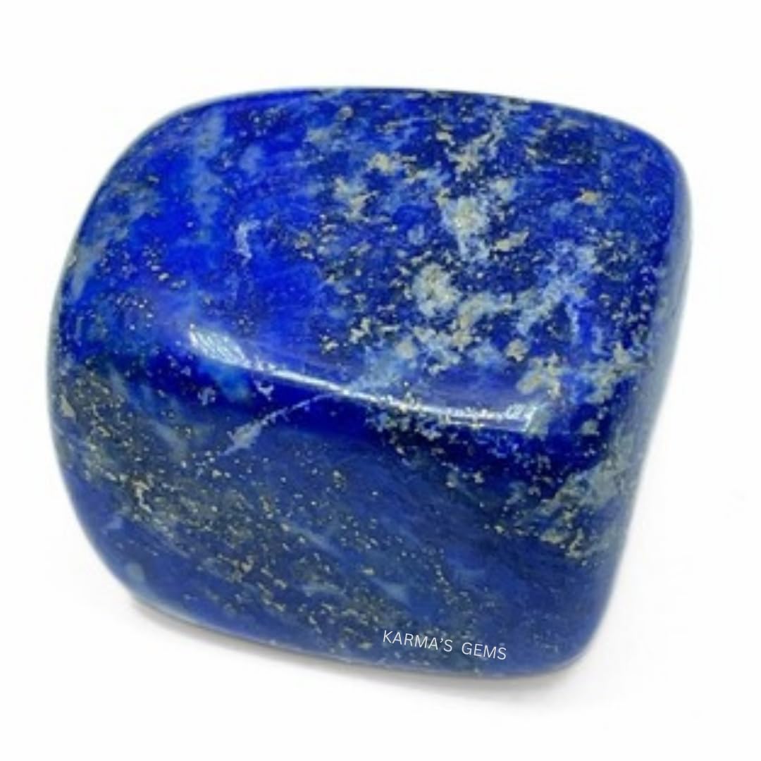 Karma Gems Lapis Lazuli Tumbled Stones Natural Crystal Kit for Reiki Healing Crystal Polished, Tumble Stones, Chakra Balancing, Reiki Gift, Home Decor (15-25 MM)