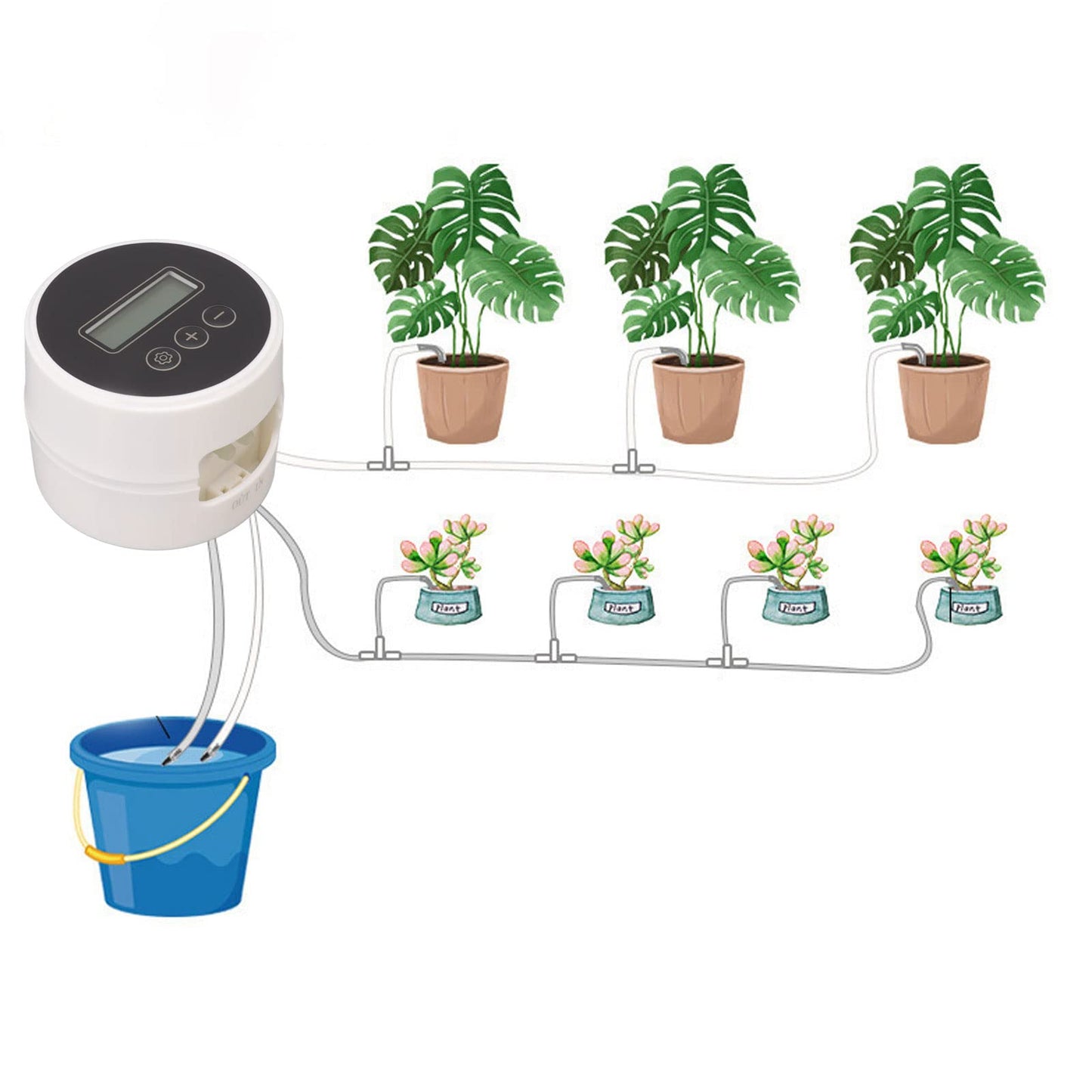 Automatic Watering System, Timer Indoor Automatic Irrigation Water Plant Watering Devices, Indoor Plant Waterer Timer for Potted Plants Yard Garden (10M 15 Pots)