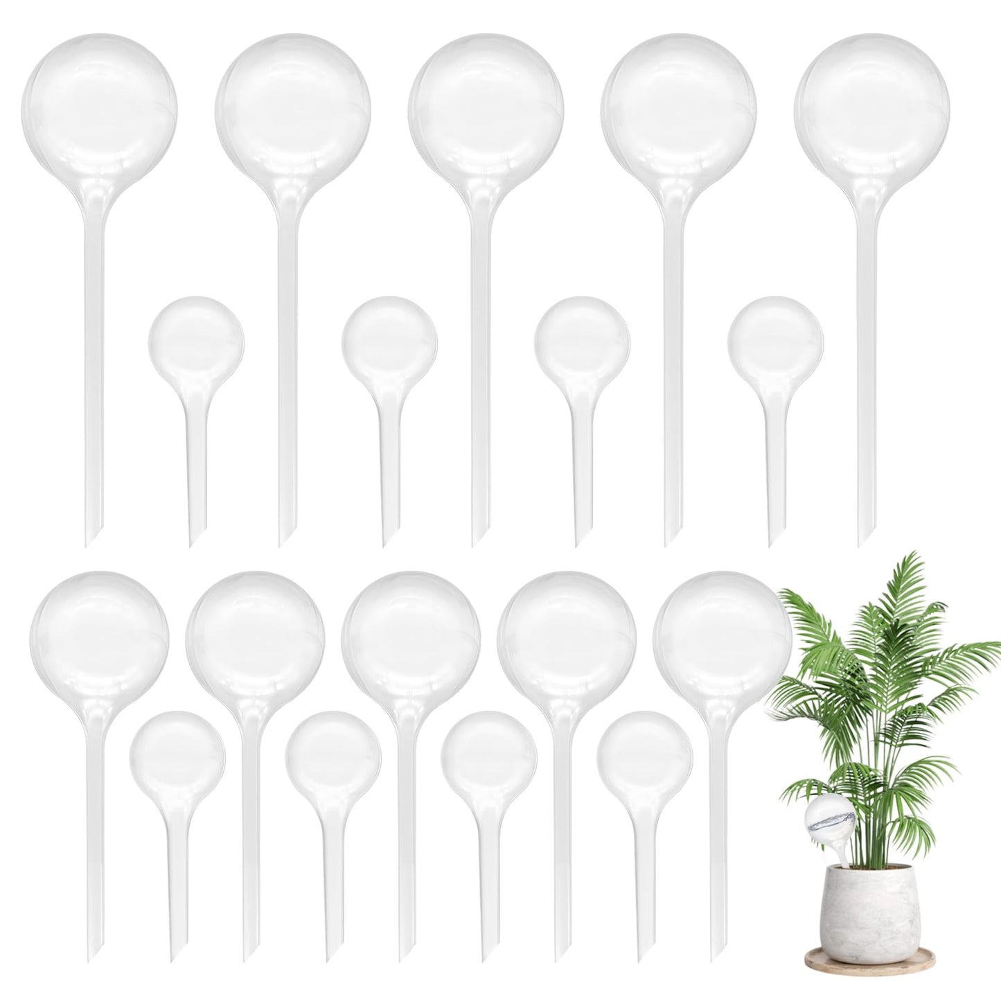 Hdagbnn 18 PCS Plant Watering Globes,Clear Plastic Watering Bulbs,Self Watering Planter,Flower Automatic Watering Device for Flowerpot,Plants Indoor,Outdoor,Home Garden(Large,Medium,Small)