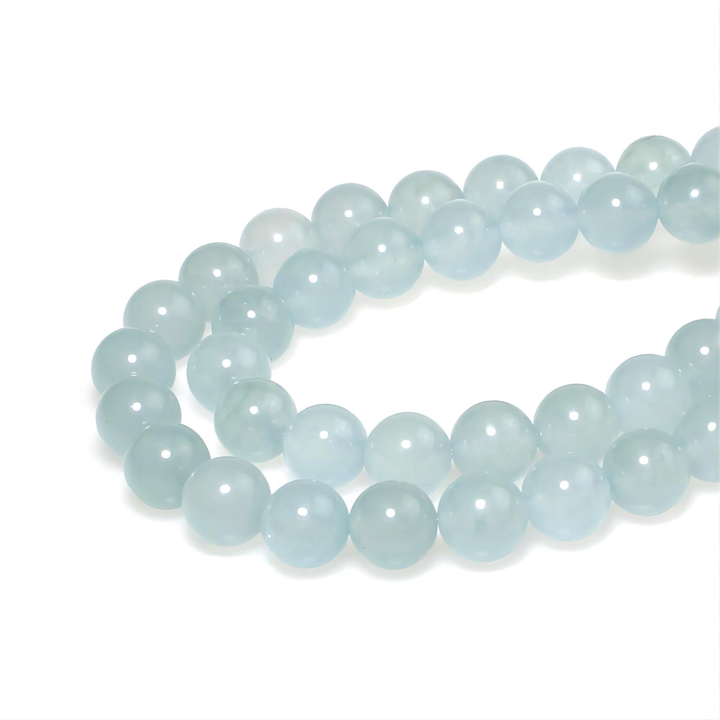 MJDCB Stone Beads 8mm 43pcs Round Grey Blue Jade Loose Gemstone Bead Charms for Jewelry Making Bracelet Necklace Earring Pendant