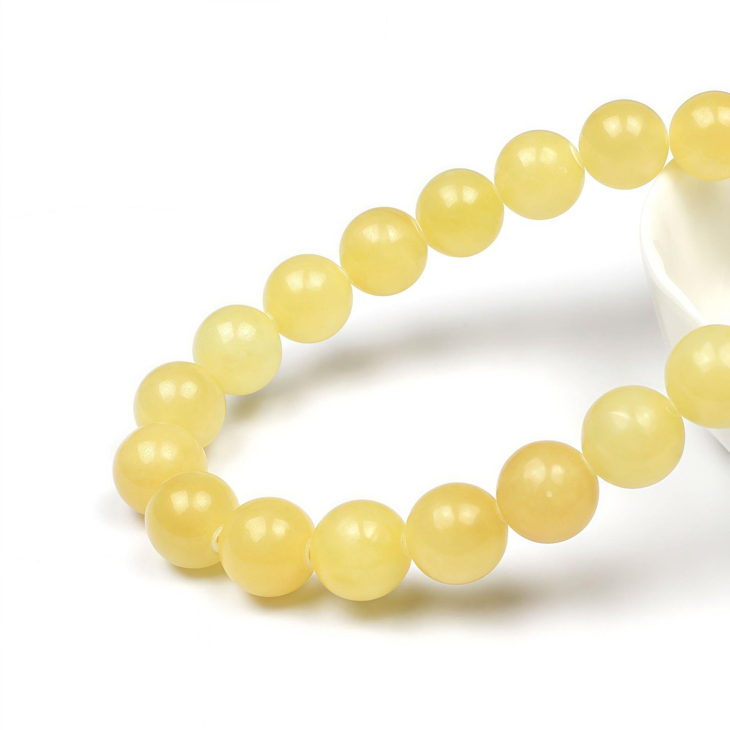 MJDCB Natural Yellow Marble Jade Round Stone Beads for Jewelry Making DIY Bracelet Necklace (10mm)