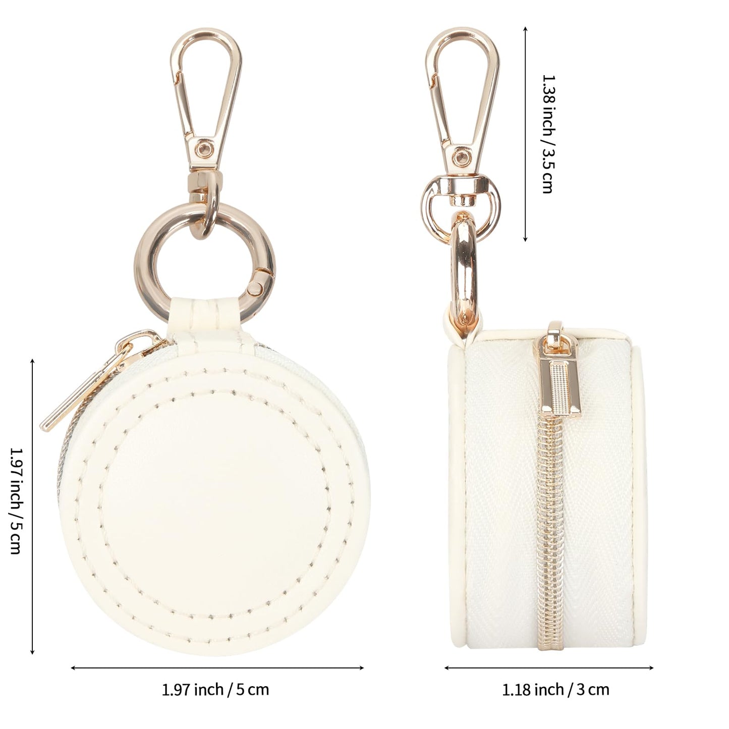 KUKUVR Jewelry Ring Holder Box with Keychain, Portable Gym Jewelry Storage Box Case, Small Travel Ring Earring Stud Necklace Storage Case (White)