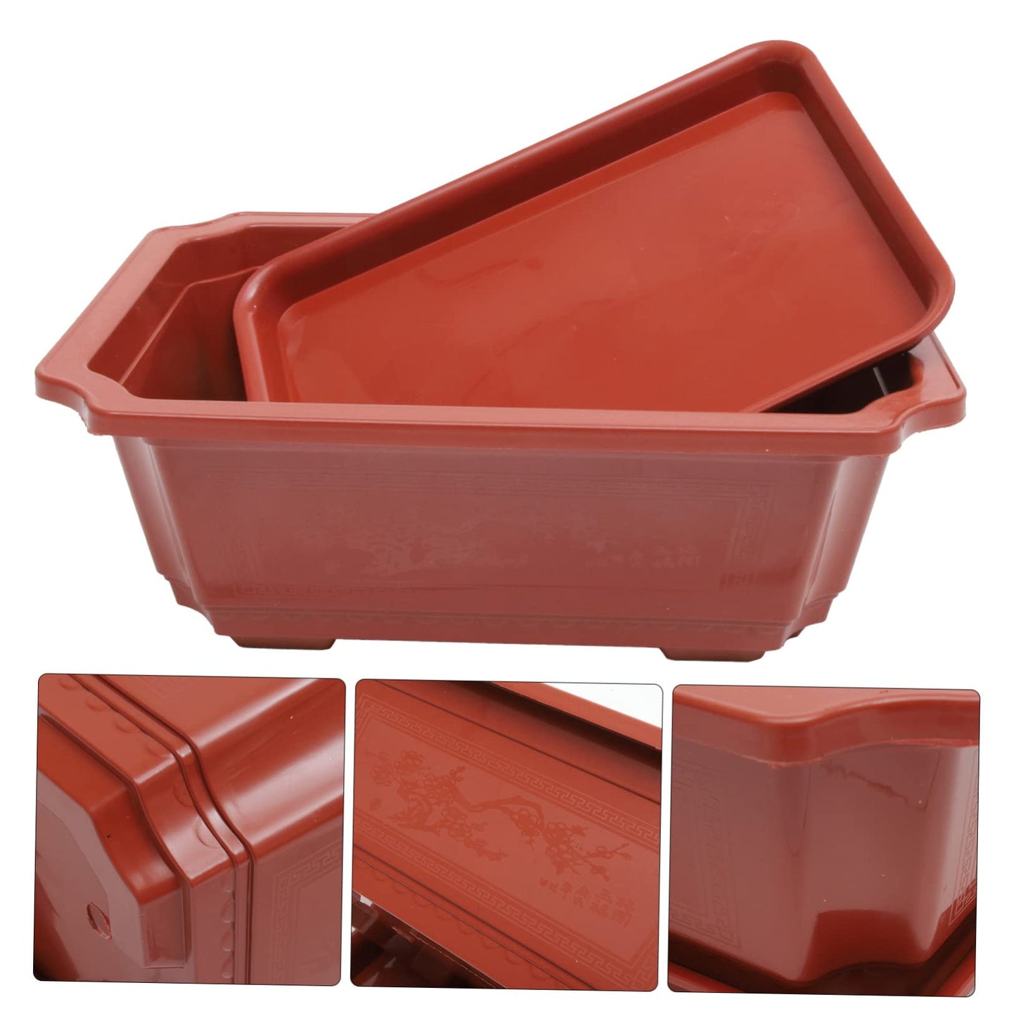 Kisangel Large Rectangular Bonsai Pot Plastic Planter Practical Flowerpot Flower Window Box for Plant Container